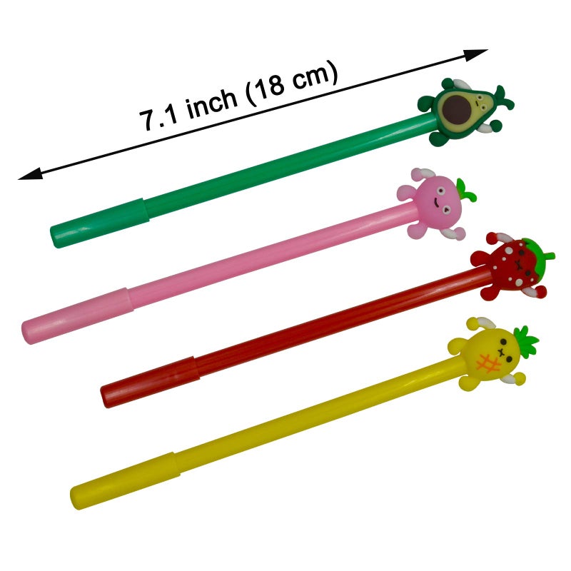 Maydahui 12 PCS Fruits Shaped Rollerball Pens Cute Kawaii Pen Black Gel Ink Strawberry Pineapple Juicy Peach Avocado Design for School Office Girls - Image 2